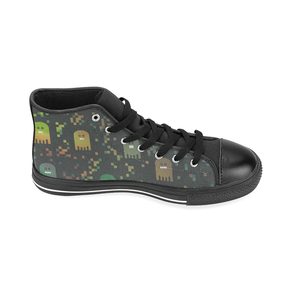 Pac Video Game Men High Top Canvas Women's Shoes/Large Size (Model 017)