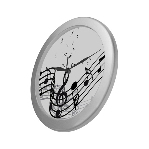 Music Silver Color Wall Clock