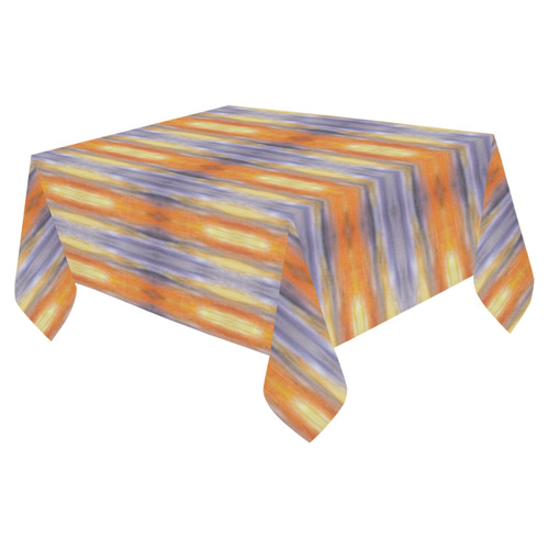 Gray Orange Stripes Pattern Cotton Linen Tablecloth 52"x 70"