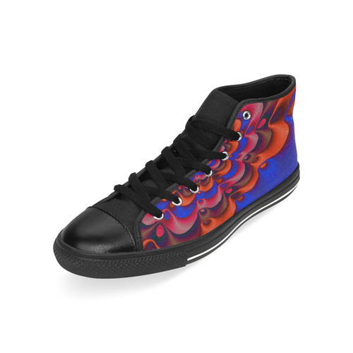 Red Blue Gala Beautiful Fractal Flower High Top Canvas Women's Shoes/Large Size (Model 017)