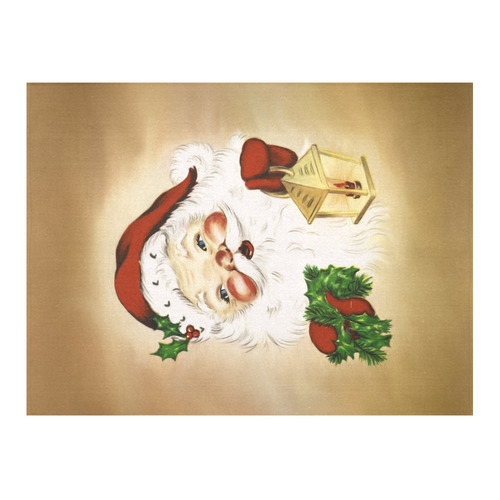 A cute Santa Claus with a mistletoe and a latern Cotton Linen Tablecloth 52"x 70"