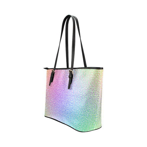 Rainbow Fine Art Grid Leather Tote Bag/Small (Model 1651)