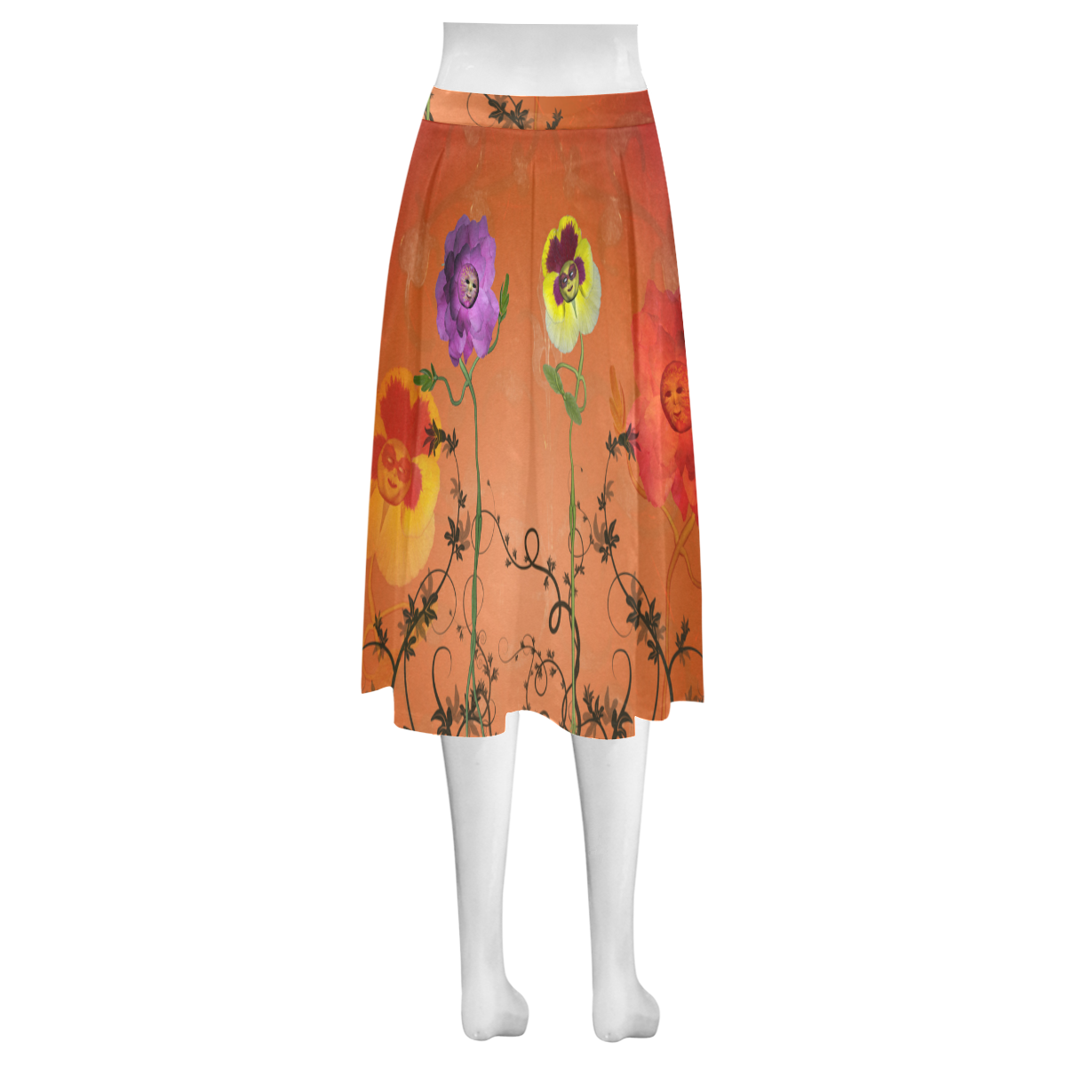 Fantasy flowers Mnemosyne Women's Crepe Skirt (Model D16)