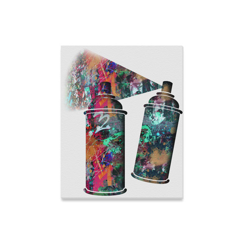 Graffiti and Paint Splatter Two Spray Cans Canvas Print 16"x20"