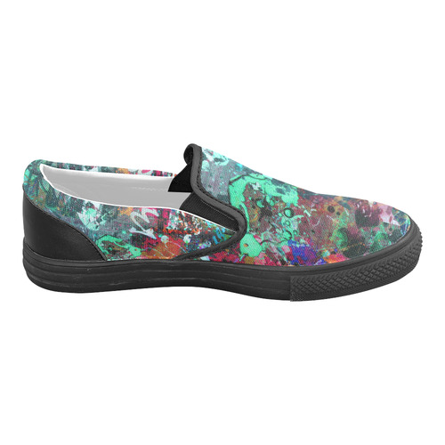 Graffiti Wall and Paint Splatter Men's Unusual Slip-on Canvas Shoes (Model 019)