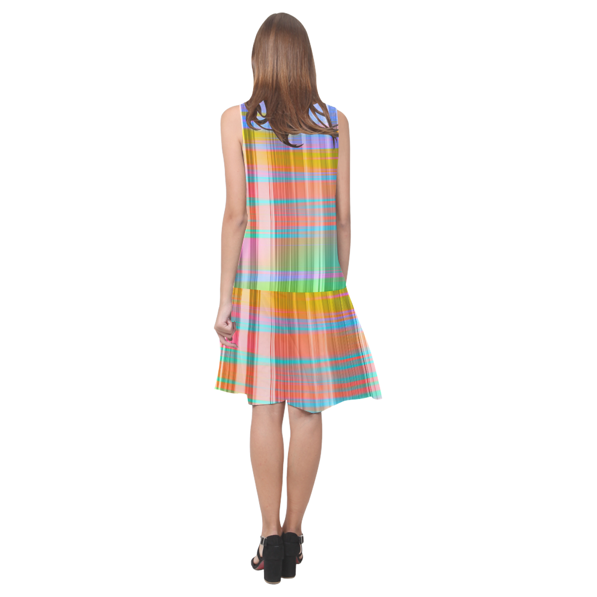 Stripes 20161006 Sleeveless Splicing Shift Dress(Model D17)