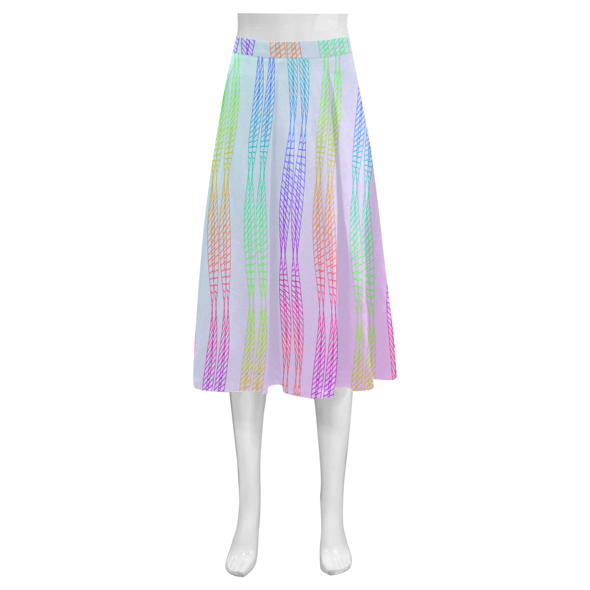 Curvy Rainbow Helix Mnemosyne Women's Crepe Skirt (Model D16)