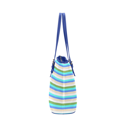 Beach Color Stripes of Sint Maarten Leather Tote Bag/Small (Model 1651)