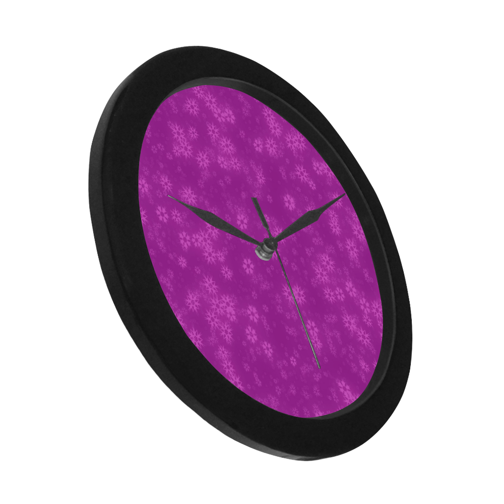 Snow stars hot pink Circular Plastic Wall clock