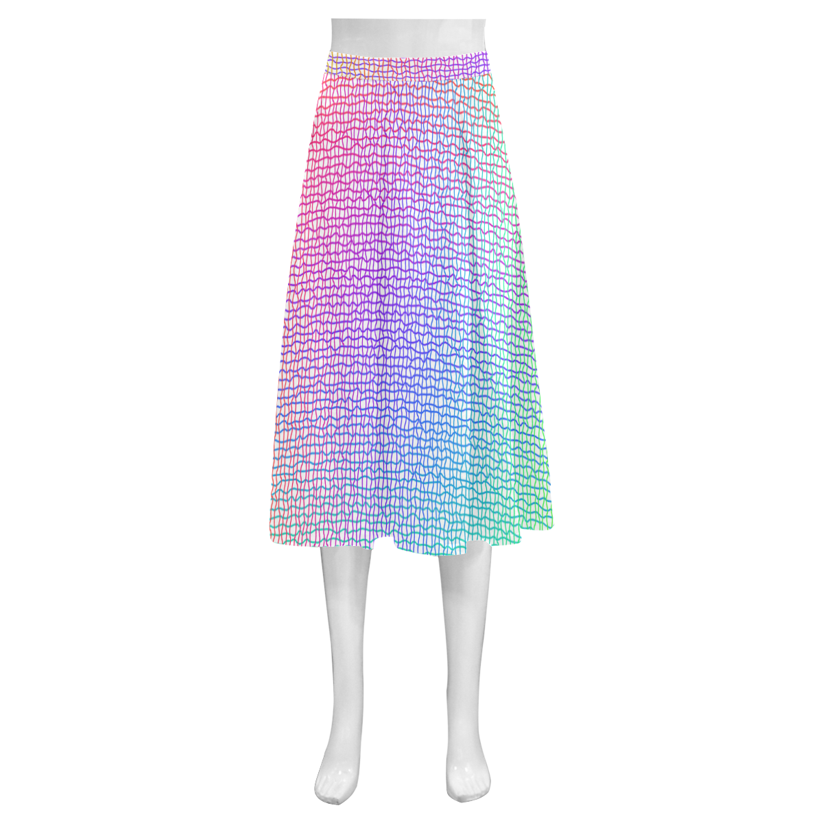 Rainbow Fine Art Grid Mnemosyne Women's Crepe Skirt (Model D16)