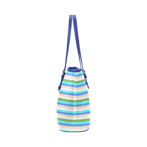 Beach Color Stripes of Sint Maarten Leather Tote Bag/Small (Model 1651)