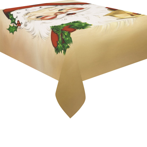 A cute Santa Claus with a mistletoe and a latern Cotton Linen Tablecloth 52"x 70"