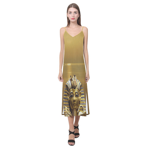 Egypt King Tut V-Neck Open Fork Long Dress(Model D18)