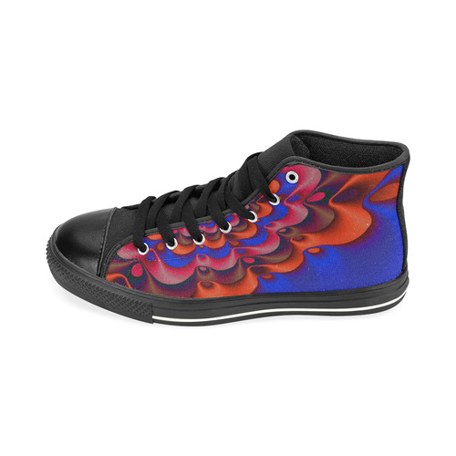Red Blue Gala Beautiful Fractal Flower High Top Canvas Women's Shoes/Large Size (Model 017)