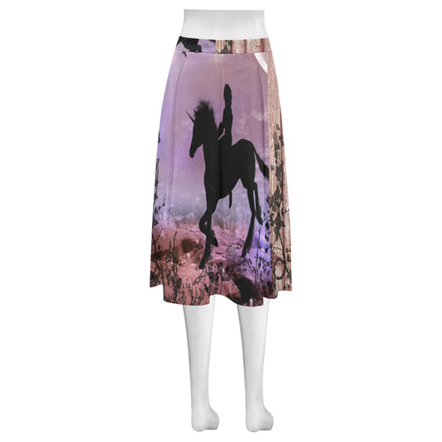 The unicorn with fairy Mnemosyne Women's Crepe Skirt (Model D16)