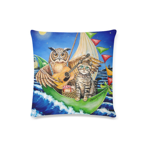 Owl & pussycat Custom Zippered Pillow Case 16"x16"(Twin Sides)