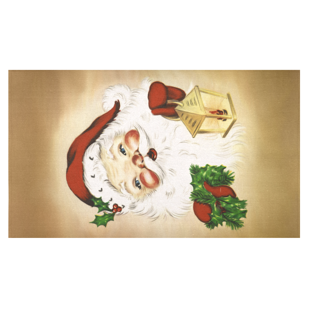 A cute Santa Claus with a mistletoe and a latern Cotton Linen Tablecloth 60"x 104"