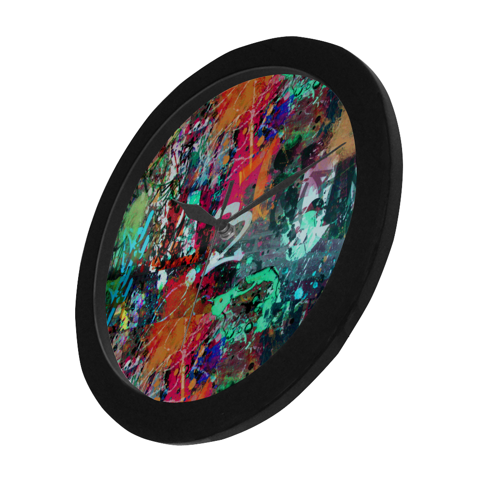 Graffiti Wall and Paint Splatter Circular Plastic Wall clock