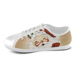 A cute Santa Claus with a mistletoe and a latern Canvas Shoes for Women/Large Size (Model 016)