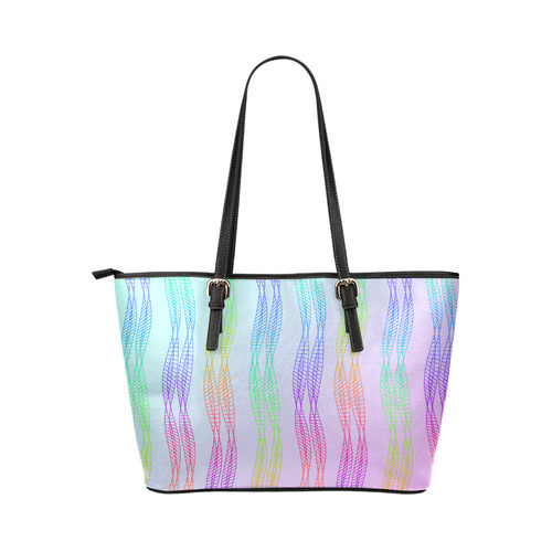 Curvy Rainbow Helix Leather Tote Bag/Small (Model 1651)