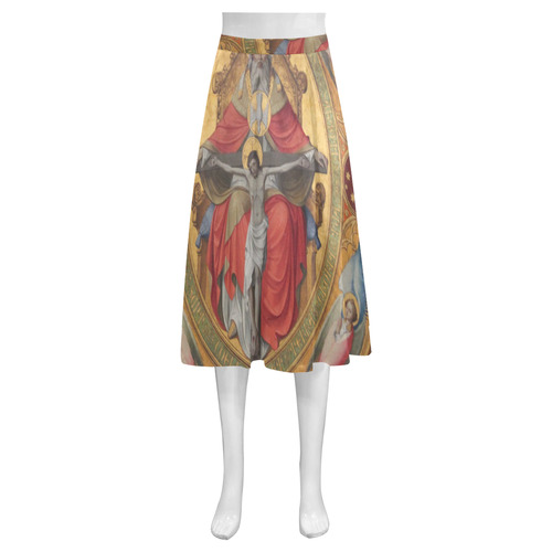 Jesus on Cross Mnemosyne Women's Crepe Skirt (Model D16)