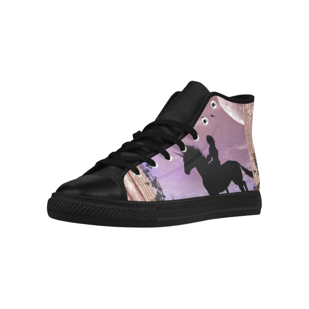 The unicorn with fairy Aquila High Top Microfiber Leather Women's Shoes/Large Size (Model 032)