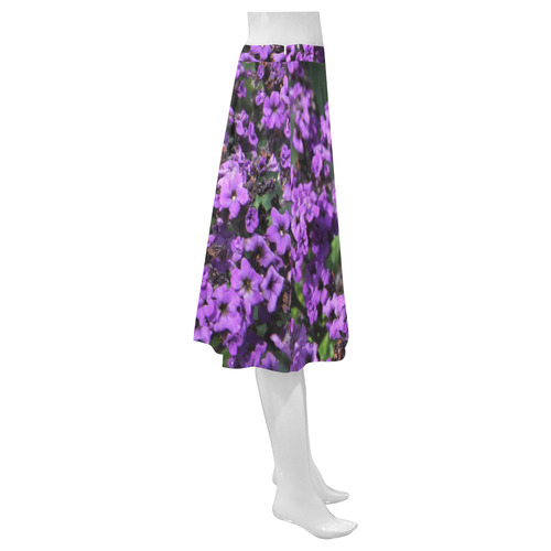 Purple Flowers Mnemosyne Women's Crepe Skirt (Model D16)