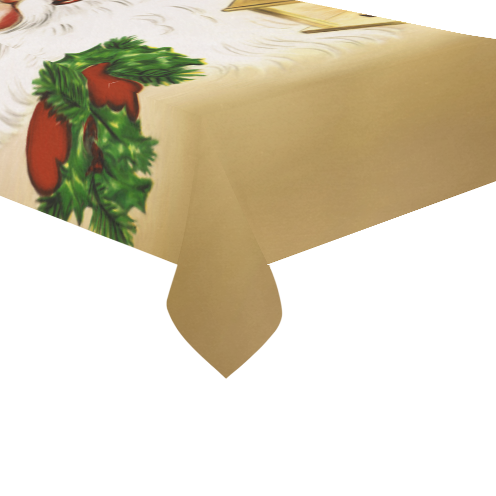 A cute Santa Claus with a mistletoe and a latern Cotton Linen Tablecloth 60"x120"