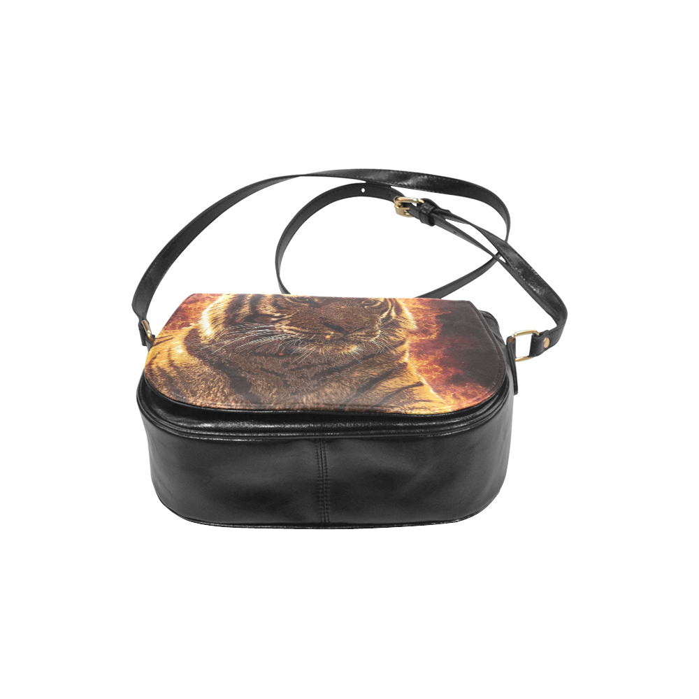 A magnificent tiger is surrounded by flames Classic Saddle Bag/Small (Model 1648)