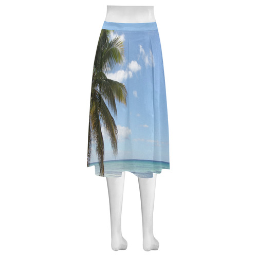 Isla Saona Caribbean Paradise Beach Mnemosyne Women's Crepe Skirt (Model D16)