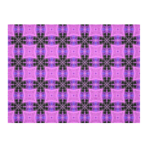 Purple and Black Geometric Pattern Cotton Linen Tablecloth 52"x 70"