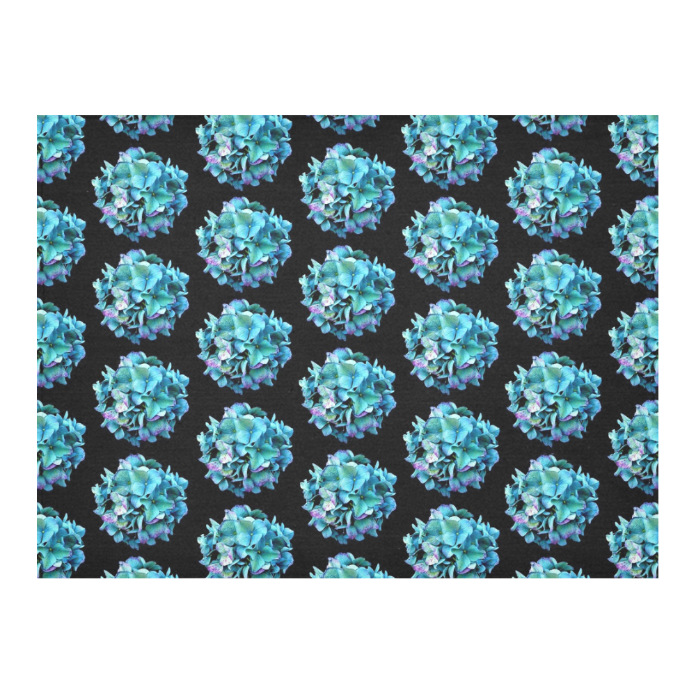 Green Blue Hydrangea Pattern Cotton Linen Tablecloth 52"x 70"