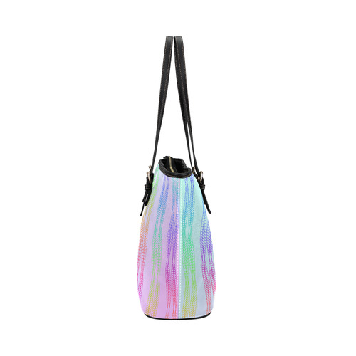 Curvy Rainbow Helix Leather Tote Bag/Small (Model 1651)