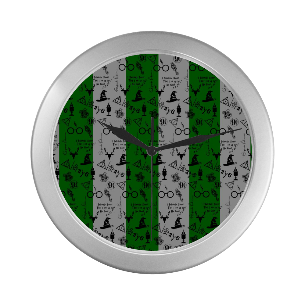 Slytherin Silver Color Wall Clock