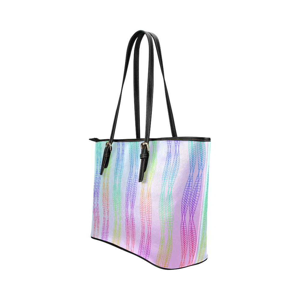 Curvy Rainbow Helix Leather Tote Bag/Small (Model 1651)