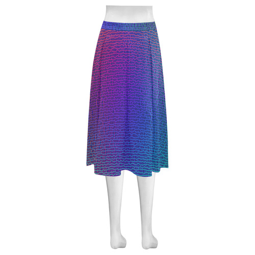 Rainbow Fine Art Grid Black Mnemosyne Women's Crepe Skirt (Model D16)