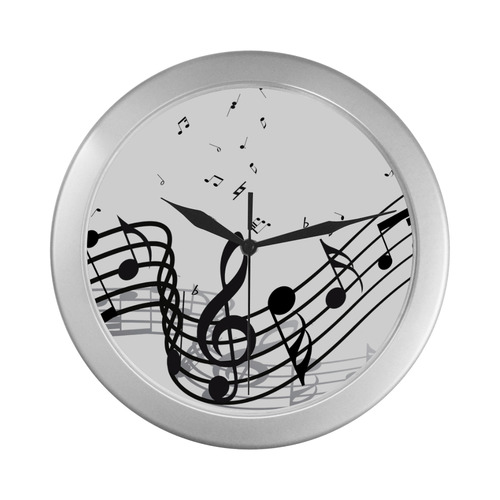 Music Silver Color Wall Clock