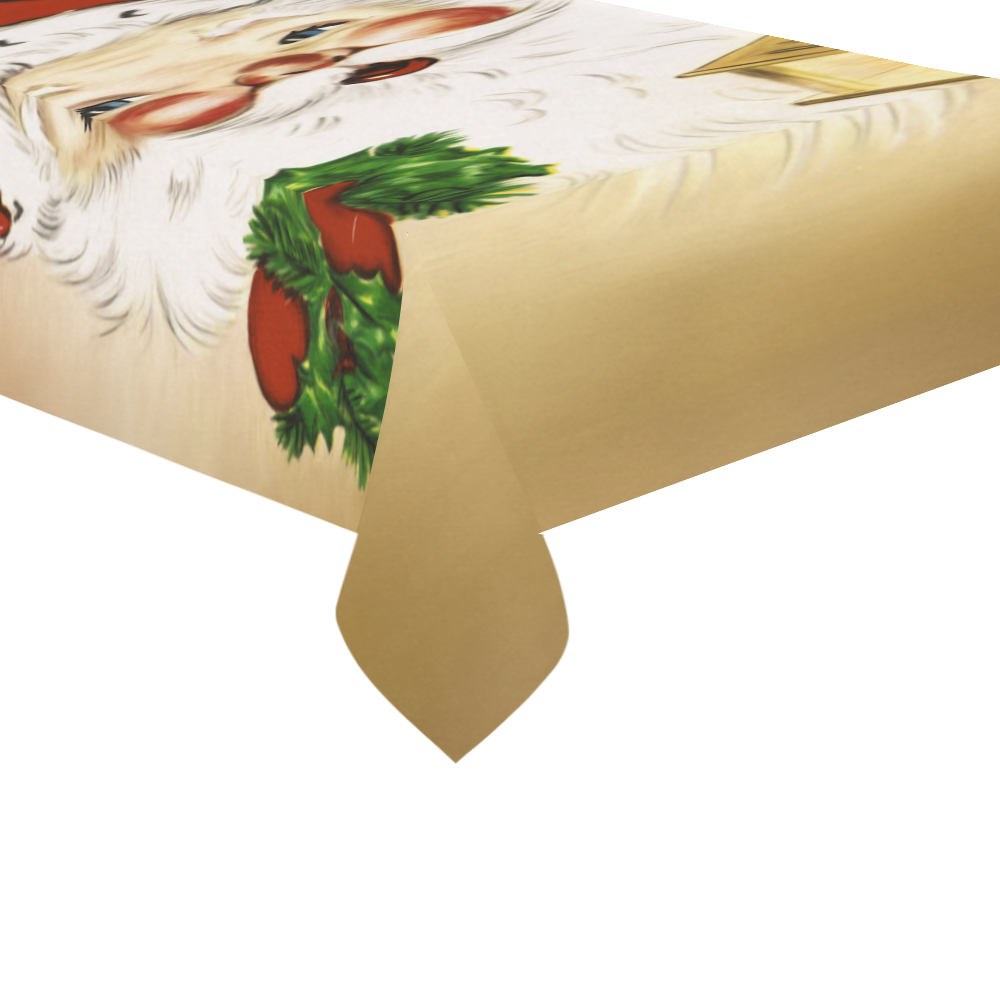 A cute Santa Claus with a mistletoe and a latern Cotton Linen Tablecloth 60"x 104"