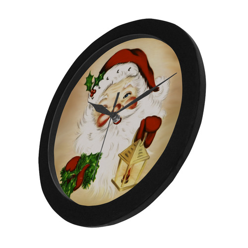 A cute Santa Claus with a mistletoe and a latern Circular Plastic Wall clock