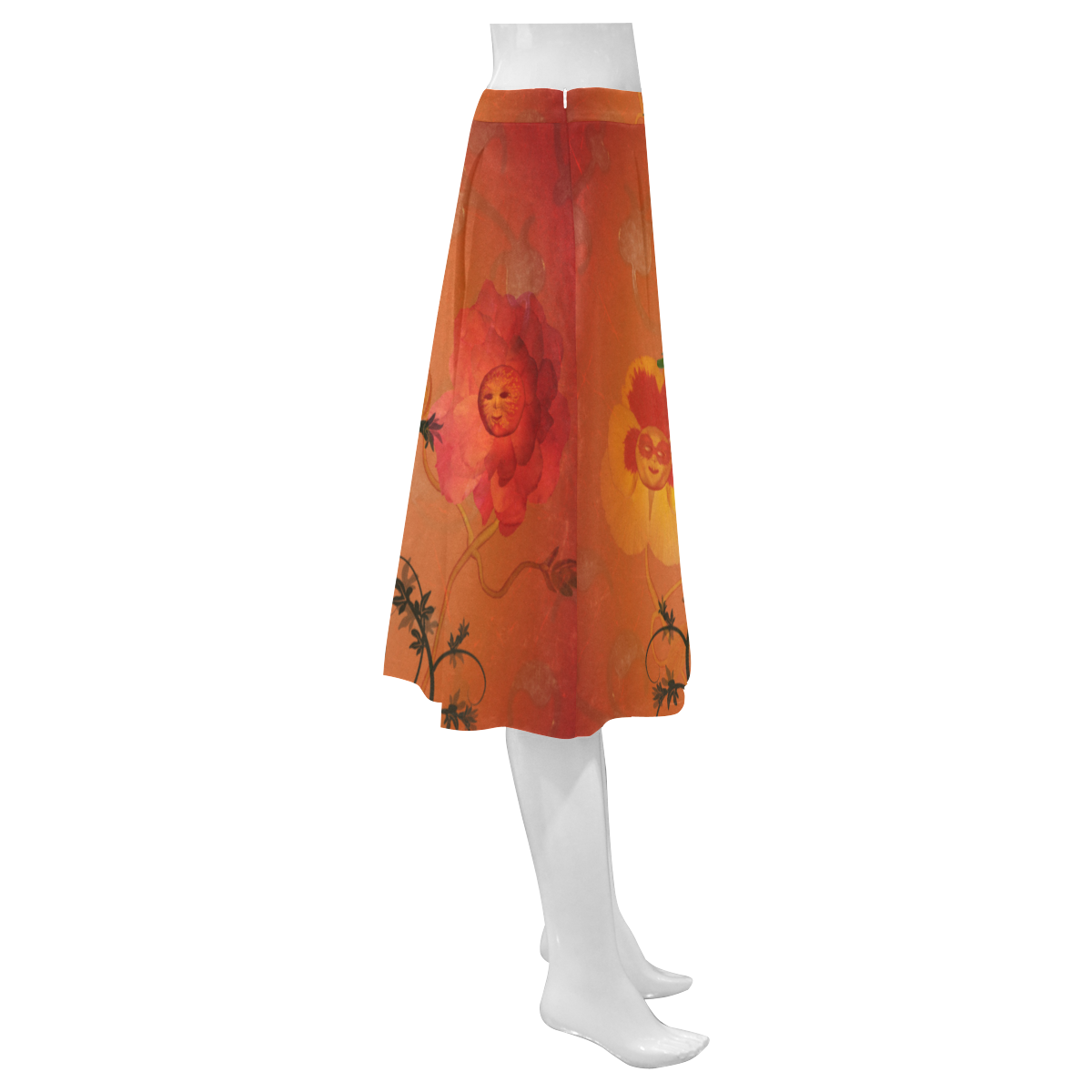 Fantasy flowers Mnemosyne Women's Crepe Skirt (Model D16)