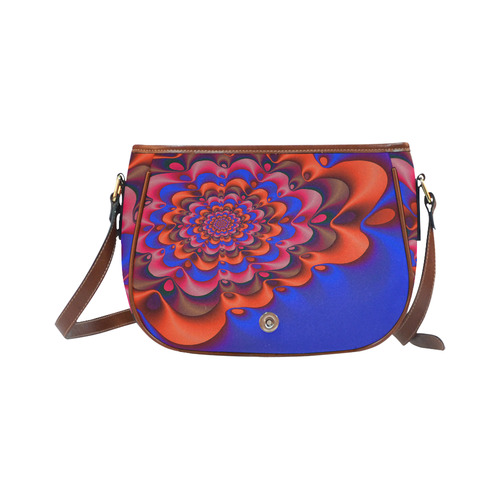 Red Blue Gala Beautiful Fractal Flower Saddle Bag/Small (Model 1649) Full Customization