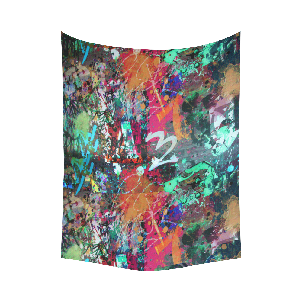 Graffiti Wall and Paint Splatter Cotton Linen Wall Tapestry 60"x 80"