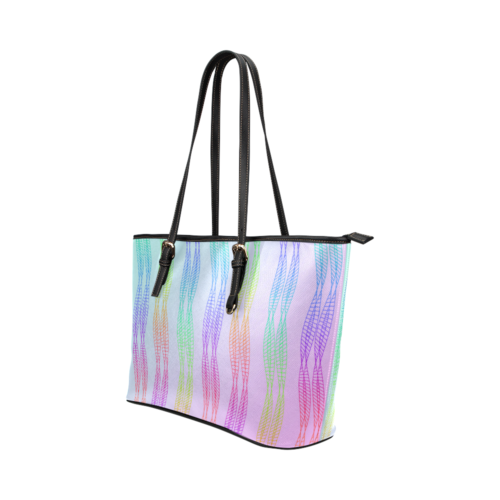 Curvy Rainbow Helix Leather Tote Bag/Small (Model 1651)