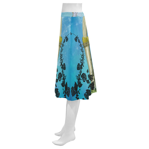 Dancing in the sky with roses Mnemosyne Women's Crepe Skirt (Model D16)
