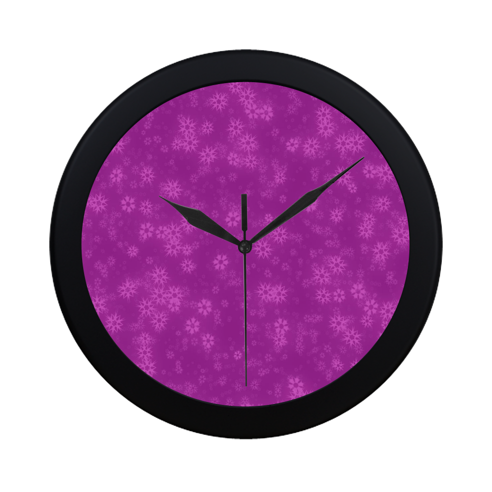 Snow stars hot pink Circular Plastic Wall clock