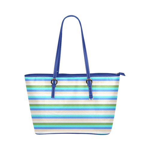 Beach Color Stripes of Sint Maarten Leather Tote Bag/Small (Model 1651)