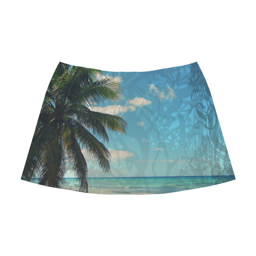 Caribbean Blue Mnemosyne Women's Crepe Skirt (Model D16)