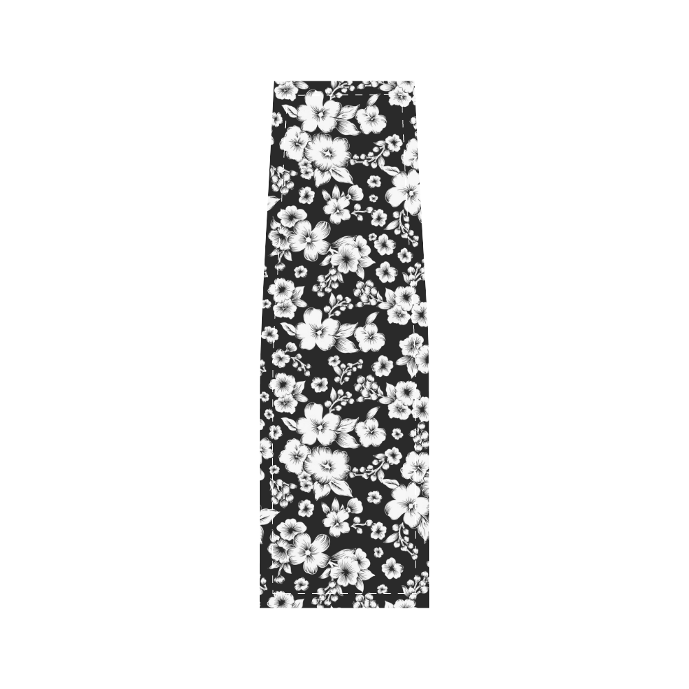 Fine Flowers Pattern Solid Black White Saddle Bag/Large (Model 1649)