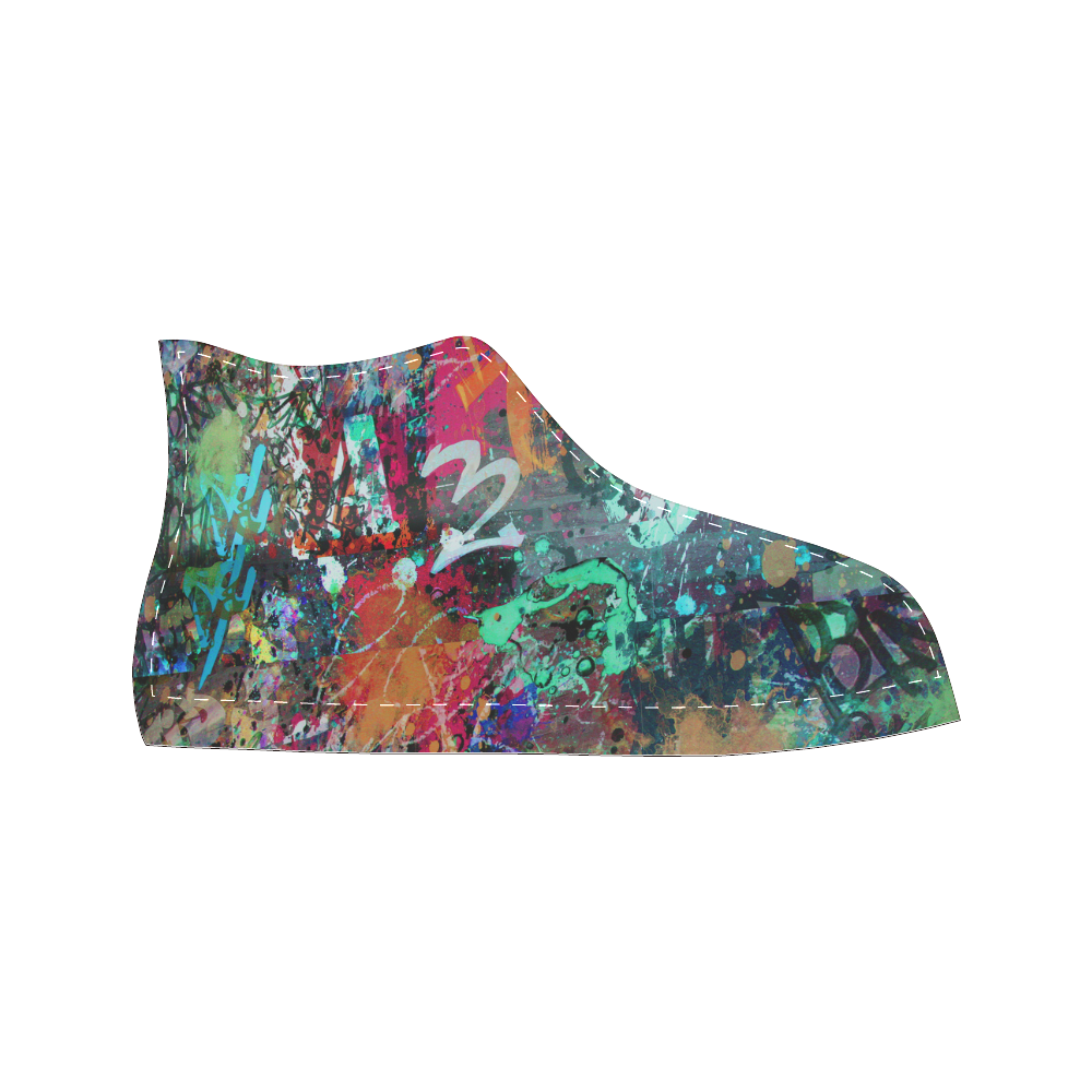 Graffiti Wall and Paint Splatter Men’s Classic High Top Canvas Shoes (Model 017)