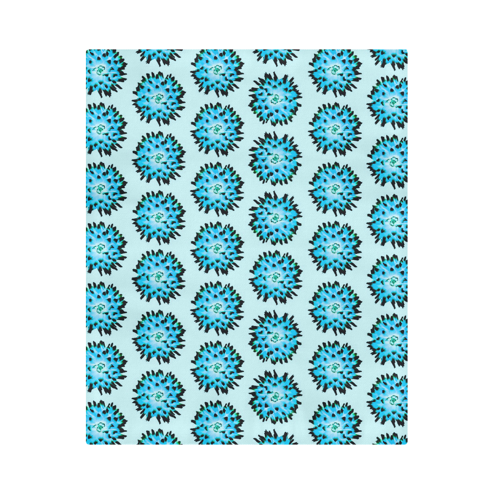 Dahlias Pattern in Blue Duvet Cover 86"x70" ( All-over-print)